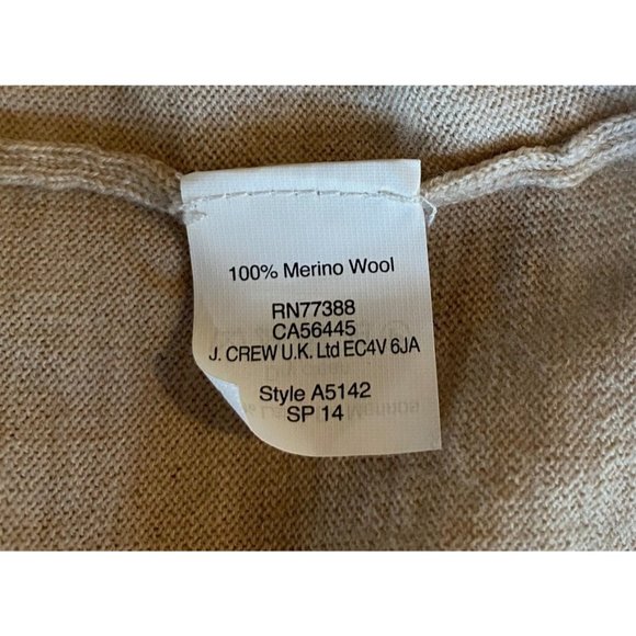 J. Crew Women's 100% Merino Wool Beige Long Sleeve Top Sweater Size Medium - Picture 6 of 6
